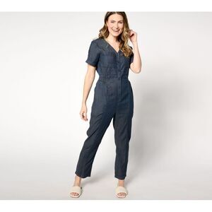 Anybody Women's Petite Dress 1XP Drapey Denim Button-Front Blue A643886